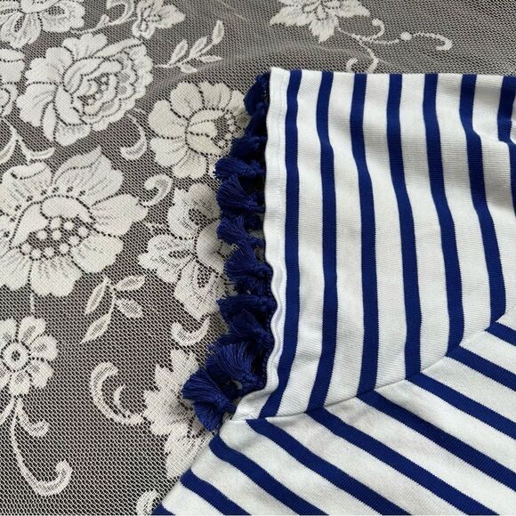 Kate Spade Broome Street Striped Puff  Sleeve Tassel Hem Top Sz Small - Picture 7 of 14